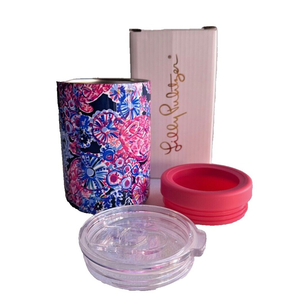 Lilly Pulitzer Insulated Can Cooler Tumbler High Tide Turtle 12oz Stainless NEW